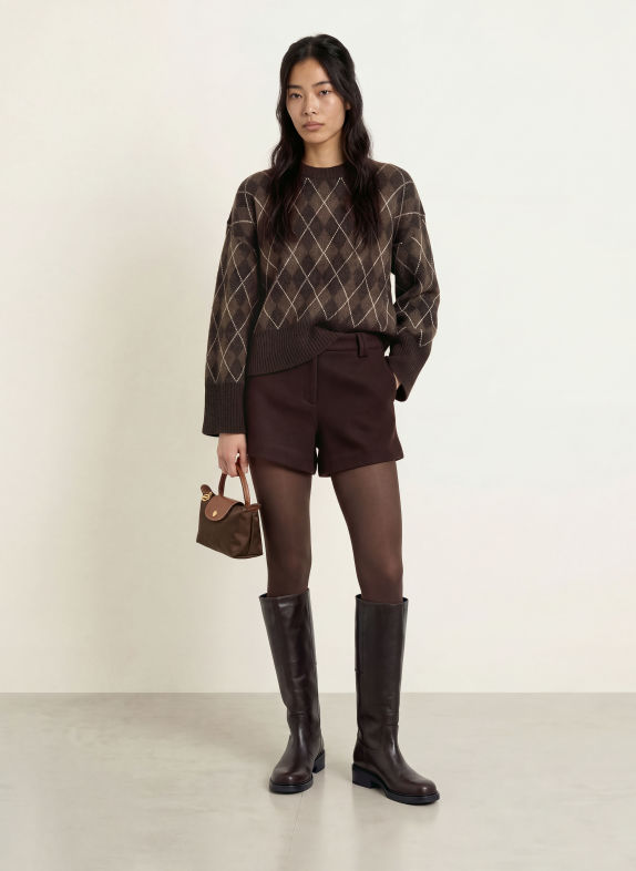 NEO NOIR Pull MARRON FONCÉ / CRÈME / TAUPE