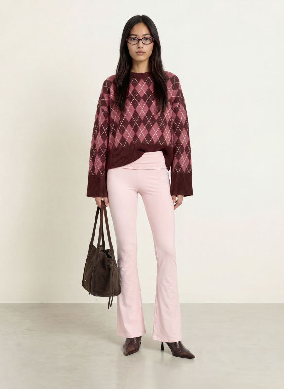 NEO NOIR Sweater DARK RED / DUSKY PINK / WHITE