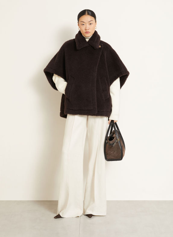 Max Mara Kunstfell-Cape TEBE1 mit Alpaka DUNKELBRAUN