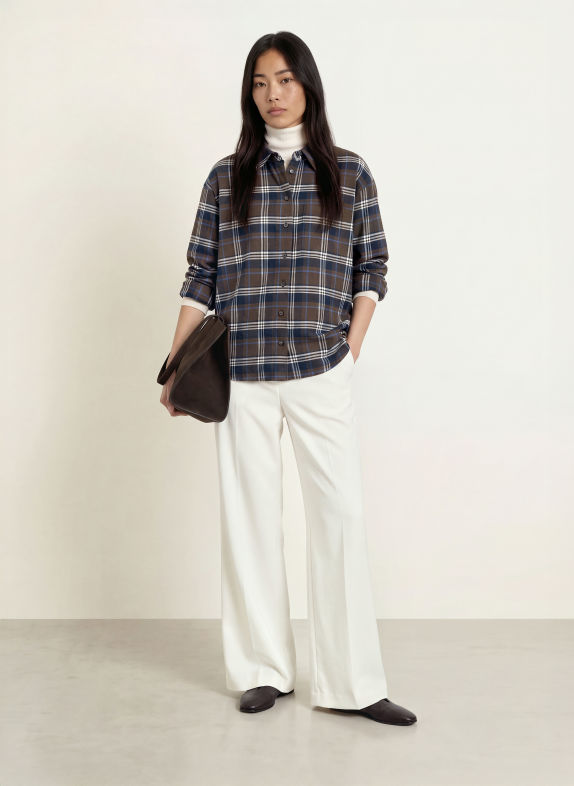 darling harbour Chemisier en flanelle dark brown / beige