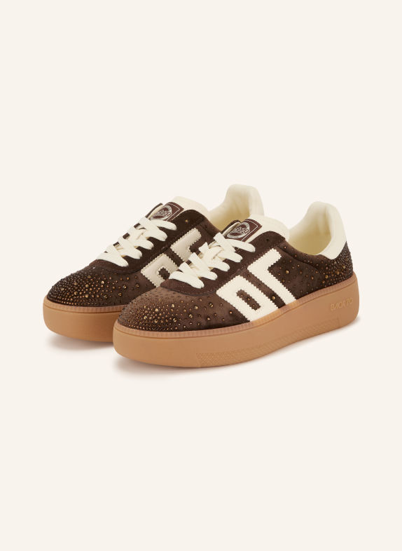 BACK 70 Sneaker mit Schmucksteinen DUNKELBRAUN / WEISS