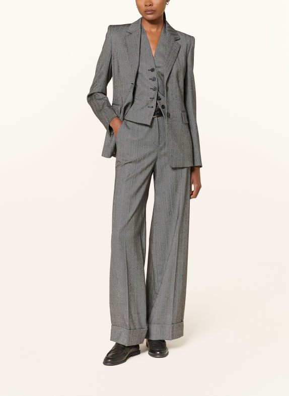 windsor. Pantalon palazzo GRIS FONCÉ / BLANC