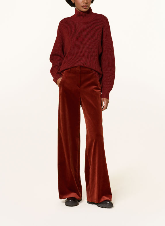 windsor. Pull en laine mérinos ROUGE FONCÉ