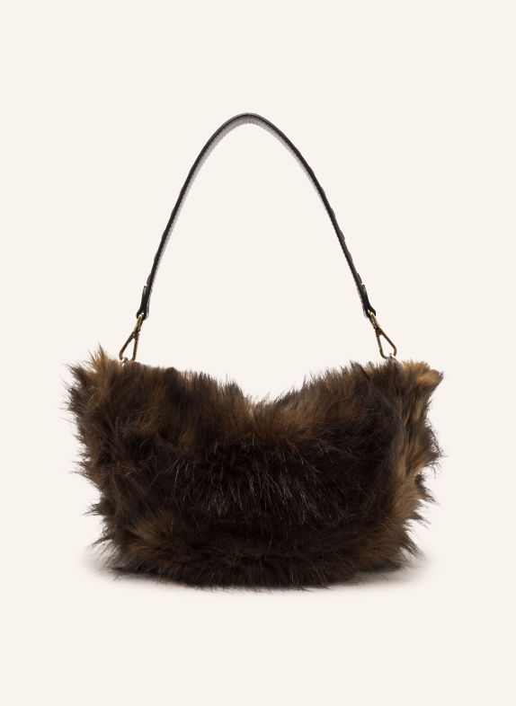 GIANNI CHIARINI Schoudertas CLEO SMALL van kunstbont MARRON FONCÉ / ZILVER