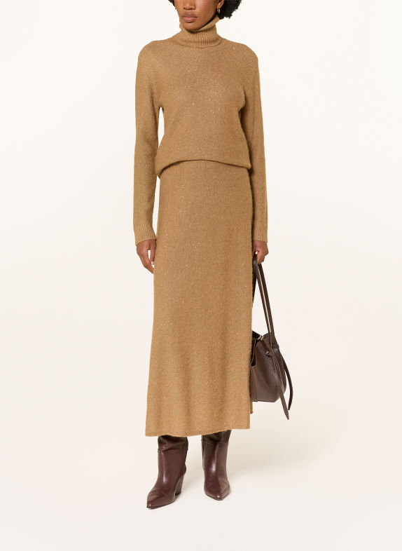FABIANA FILIPPI Strickrock mit Pailletten BEIGE