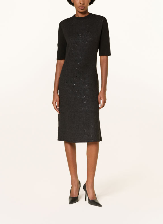 FABIANA FILIPPI Tweed dress in a mix of fabrics with sequins BLACK