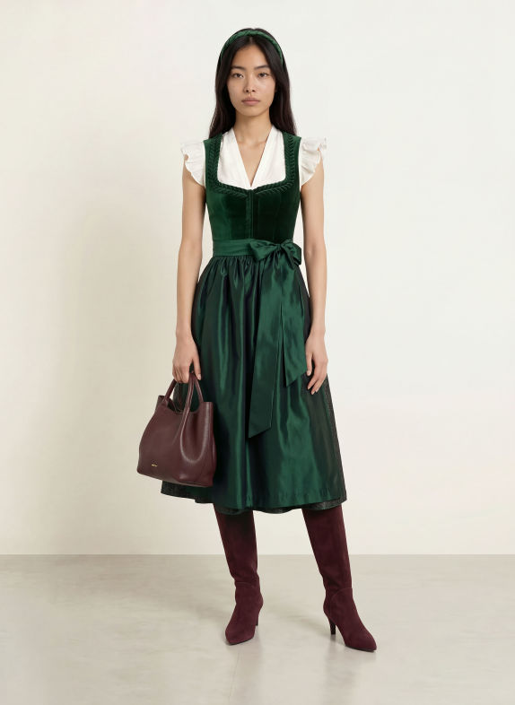 ALISSA BY KINGA MATHE Dirndl TARA DUNKELGRÜN / GRAU