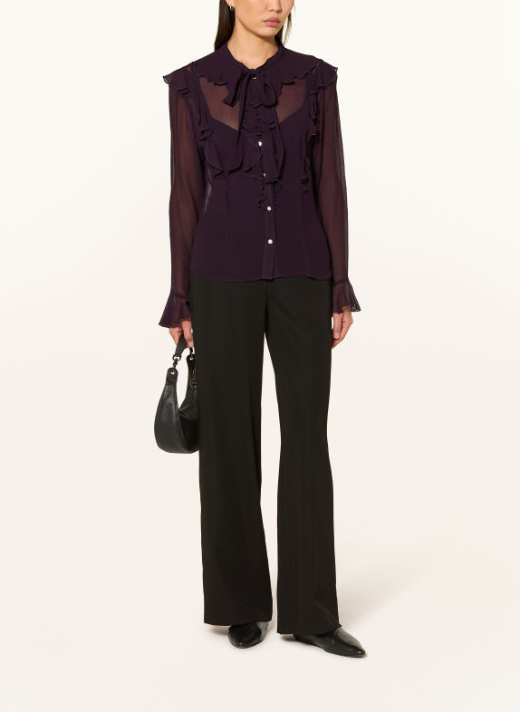 darling harbour Tie-neck blouse with ruffles BLUEBERRY