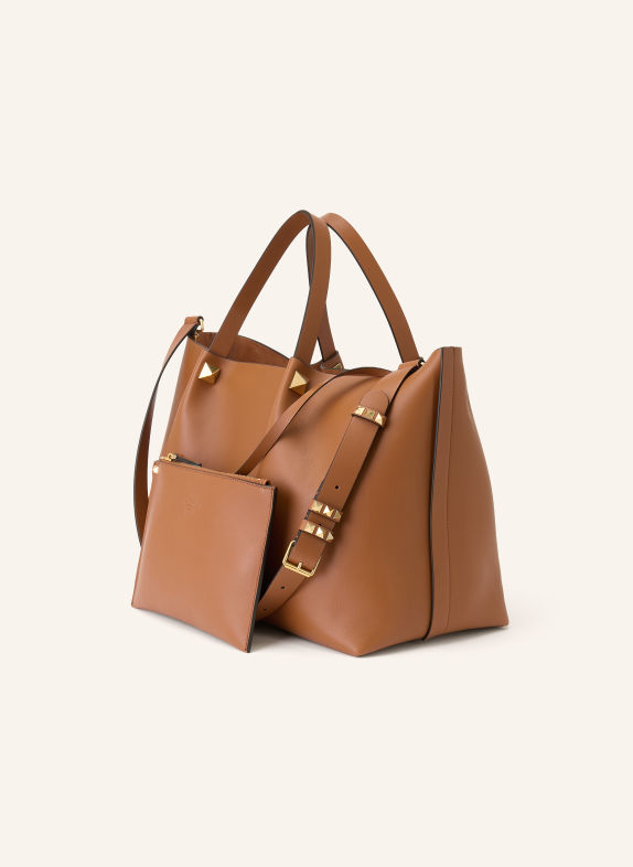VALENTINO GARAVANI Sac cabas VLOGO SIGNATURE LARGE avec Pochette MARRON / OR