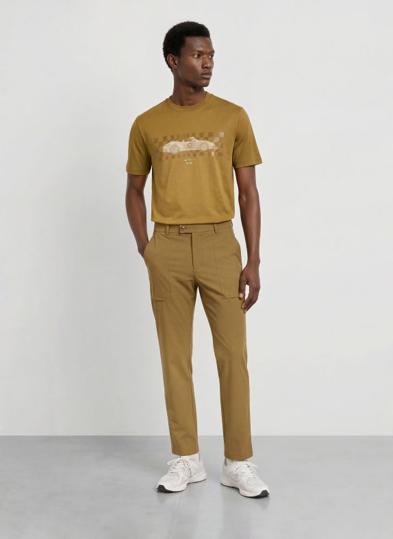 BOSS Chino kalhoty ICONS 70 Regular Fit HNĚDÁ