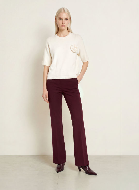 CINQUE Marlenehose CISALT aus Jersey DUNKELROT