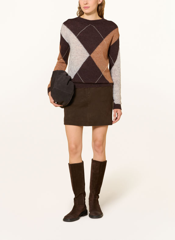 s.Oliver BLACK LABEL Pullover mit Glitzergarn DUNKELBRAUN / CAMEL / HELLGRAU