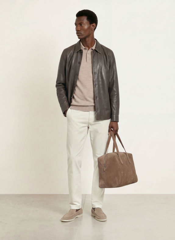 PAUL Knit polo shirt LIGHT BROWN