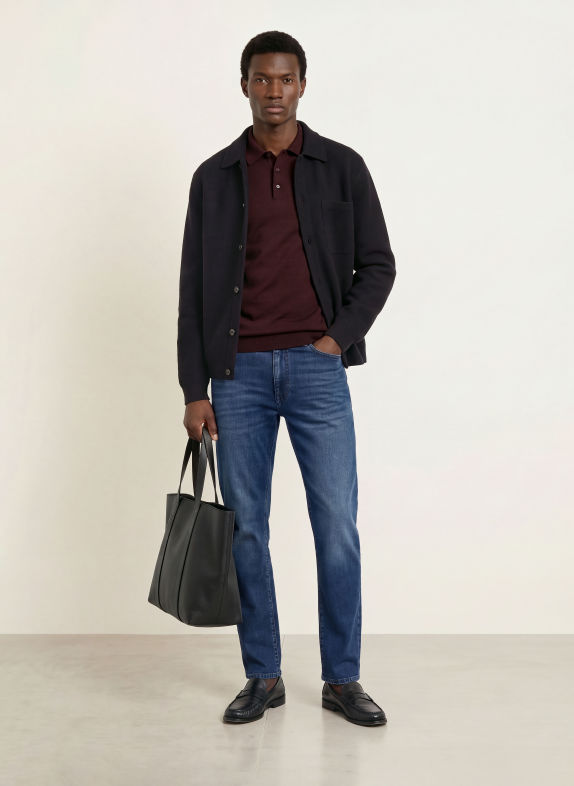 PAUL Strick-Poloshirt DUNKELROT