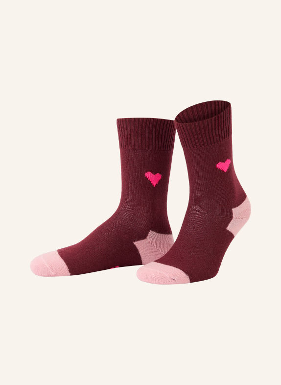 UNIO Șosete AMORE CASHMERE ROȘU ÎNCHIS / ROZ / ROZ NEON