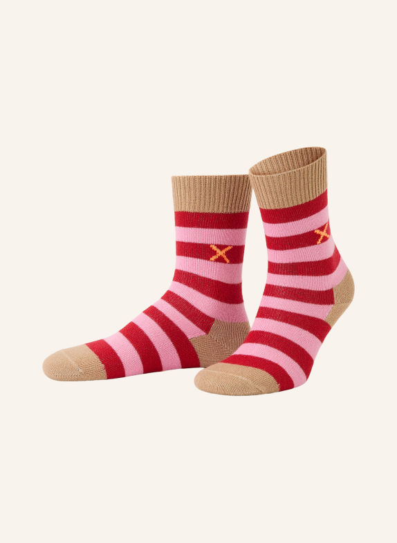 UNIO Șosete COSY GLITZI cu fire strălucitoare BEJ / ROZ / ROȘU