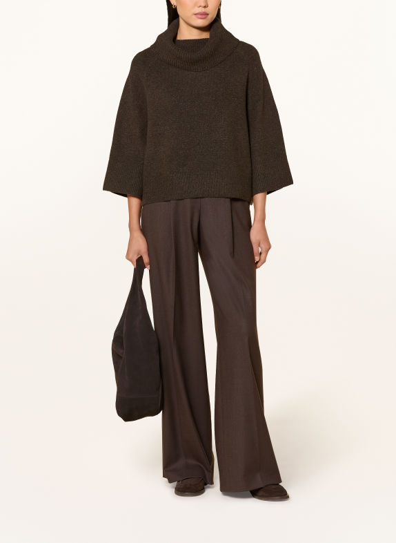 comma Turtleneck sweater with 3/4 sleeves DARK BROWN