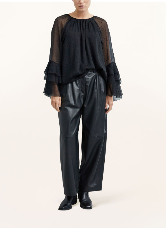 COMMA Blusenshirt mit Volants SCHWARZ