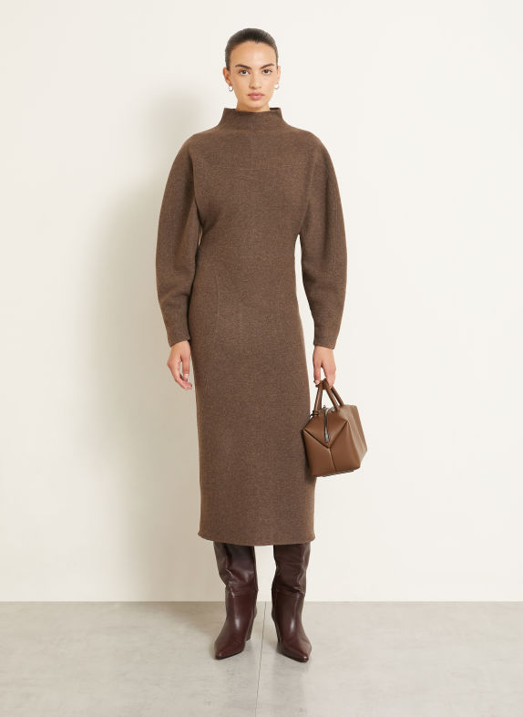 Max Mara Pletené šaty TENUTA HNĚDÁ