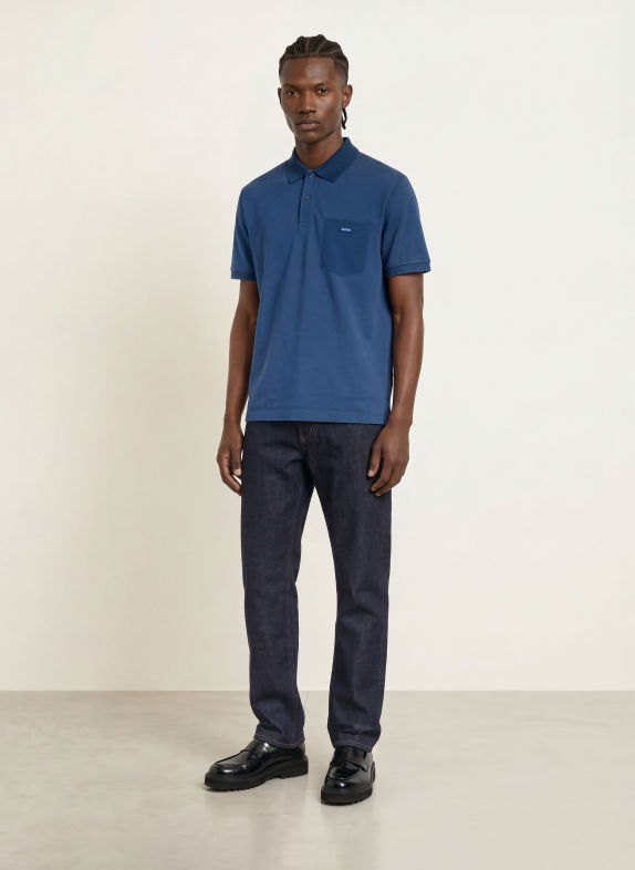 HUGO Piqué-poloshirt NEMIN BLAUW / DONKERBLAUW