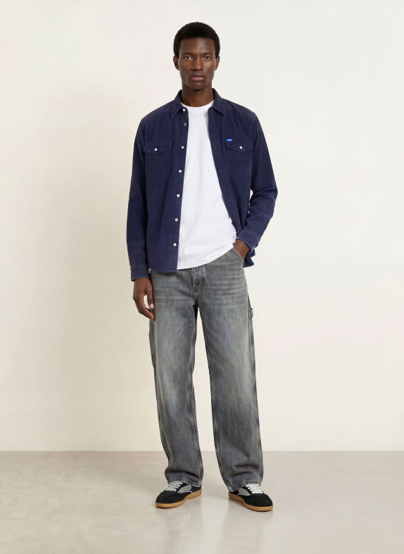 HUGO Cordhemd EBINO Comfort Fit DUNKELBLAU