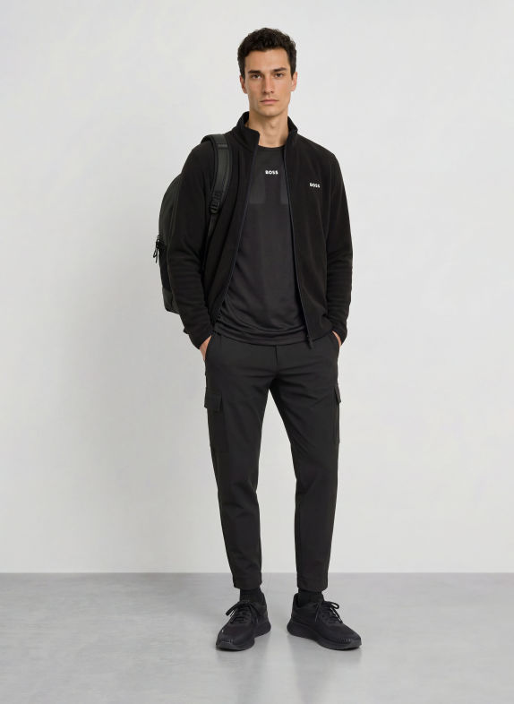 BOSS Fleecejas ACTIVE ZWART