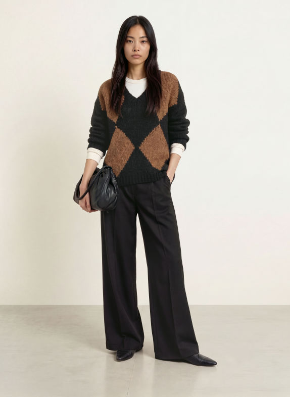 CINQUE Pull en maille CIRAUTA avec de l'alpaga MARRON / NOIR