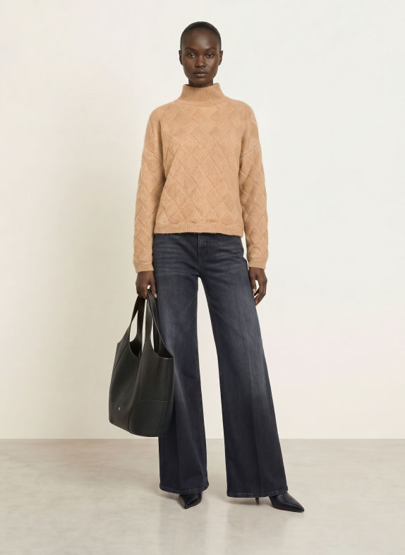 HEMISPHERE Pullover mit Pailletten CAMEL
