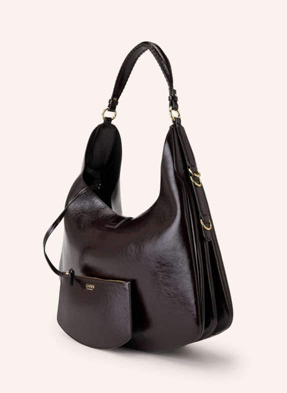 GANNI Buideltas KAT LARGE met Pouch MARRON FONCÉ / GOUD