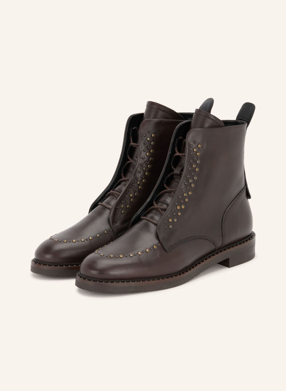 Pertini Schnürboots mit Nieten DUNKELBRAUN