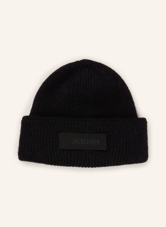 JACQUEMUS LE BONNET GROS GRAIN Hat with Alpaca BLACK