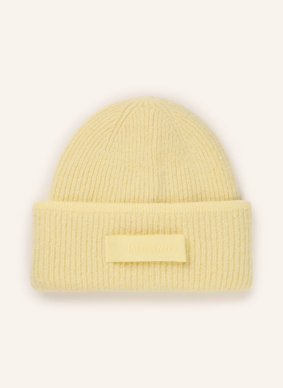 JACQUEMUS LE BONNET GROS GRAIN Hat with Alpaca LIGHT YELLOW