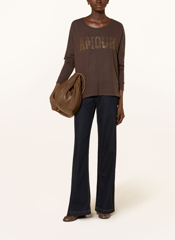 miss goodlife Oversized sweater with gemstones DARK BROWN