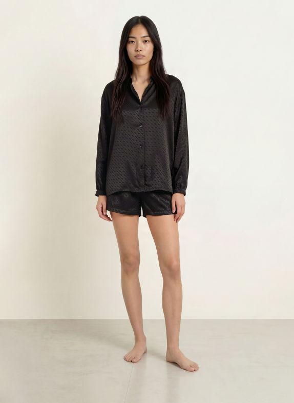 BOSS Schlafshirt aus Jacquard SCHWARZ