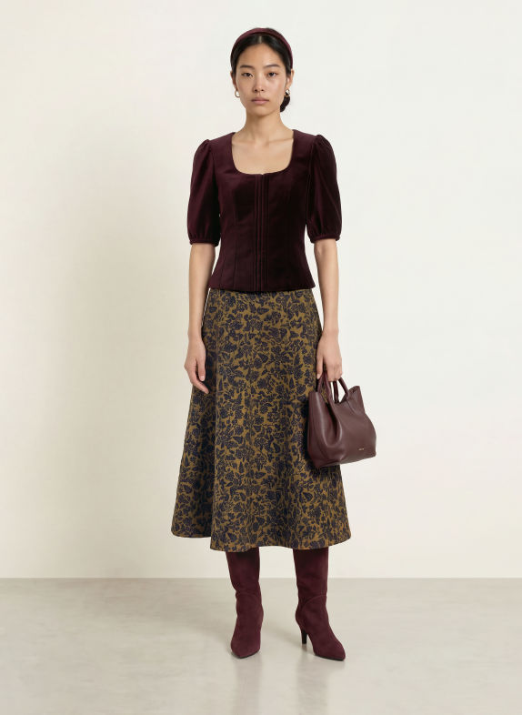 Grasegger Rok ILEANE LICHTBRUIN / DONKERBLAUW