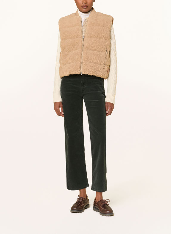 PARAJUMPERS Doudoune sans manches SIMAW en fourrure Teddy MARRON CLAIR