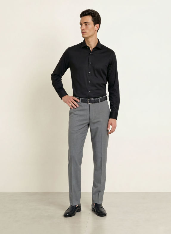 seidensticker Regular-Fit Jersey Shirt BLACK