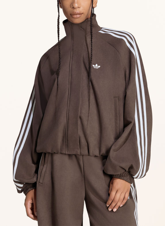 adidas Originals Leather-look bomber jacket DARK BROWN