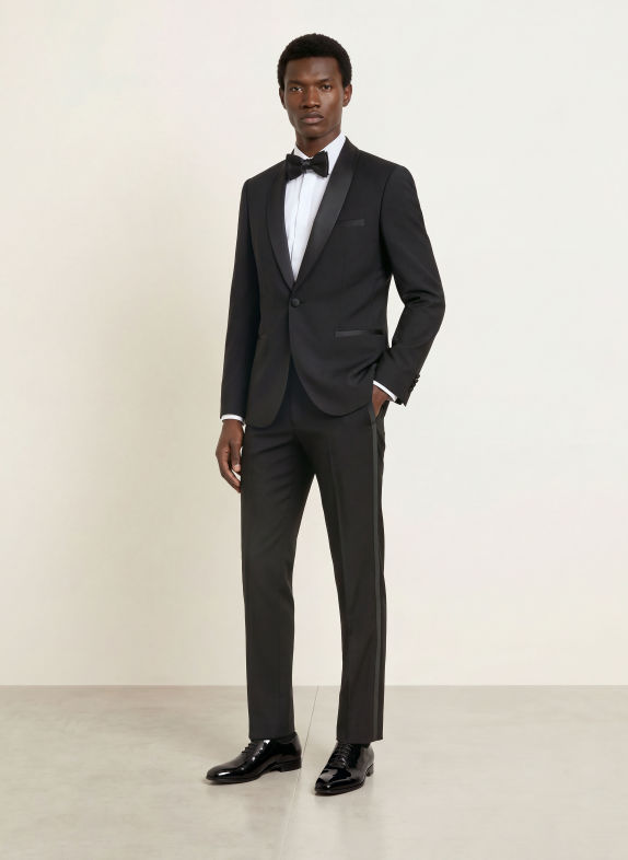 HUGO Smokingbroek HESTEN Extra Slim Fit met galonstrepen 001 BLACK