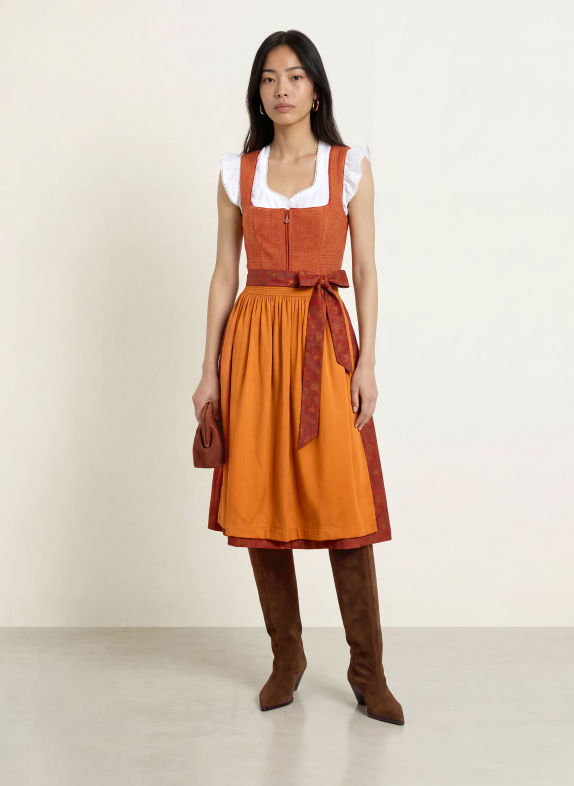 Spieth & Wensky Robe Dirndl KRISTALL ORANGE FONCÉ / ORANGE