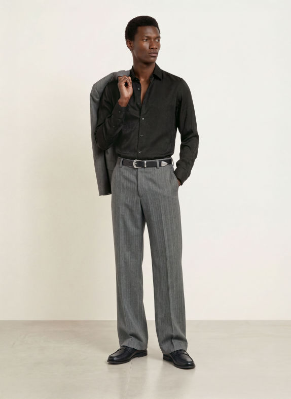 HUGO Satynowa koszula KENNO Slim Fit CZARNY