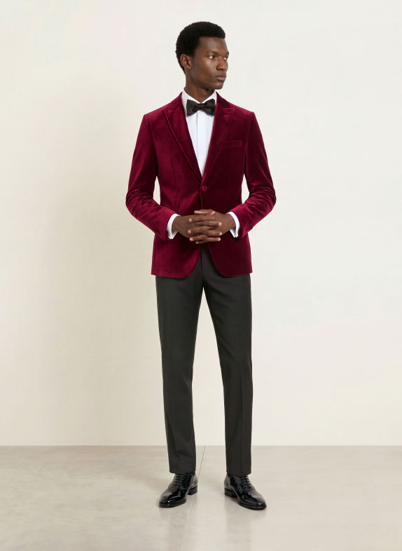 HUGO Samtsakko ARTI Extra Slim Fit DUNKELROT
