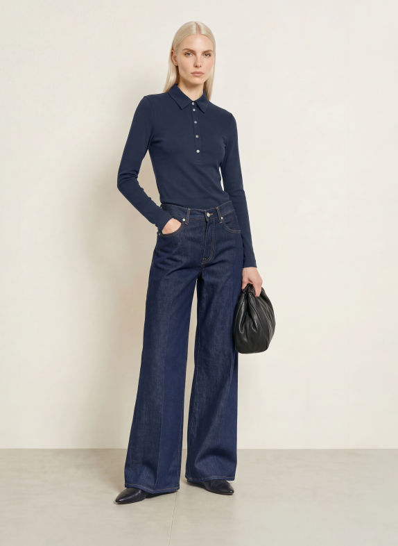 efixelle Polo en jersey orné de strass BLEU FONCÉ