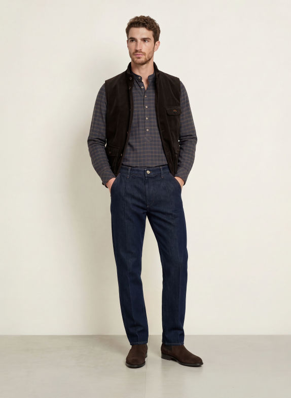 Grasegger Traditioneel gilet HOCHRIES van corduroy MARRON FONCÉ