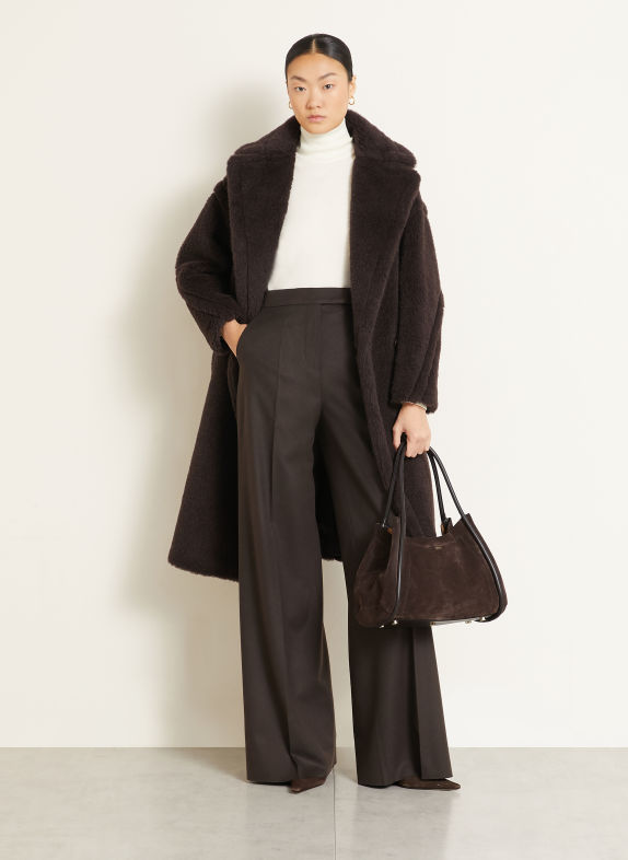 Max Mara Torebka na ramię MARINSUEDE CIEMNOBRĄZOWY / SREBRNY