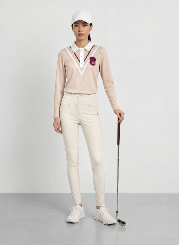 SPORTALM Poloshirt GRACELYN BEIGE / DONKERROOD / WIT