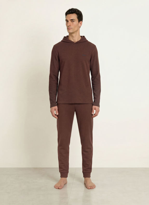 BOSS Lounge-Shirt WAFFLE DUNKELBRAUN