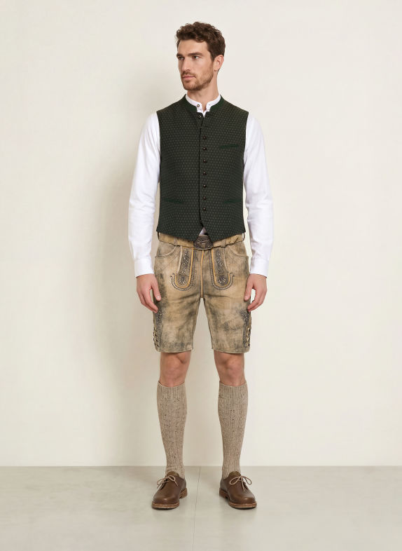 Gottseidank KONSTANTIN Traditional vest with Linen GREEN / BROWN / BEIGE