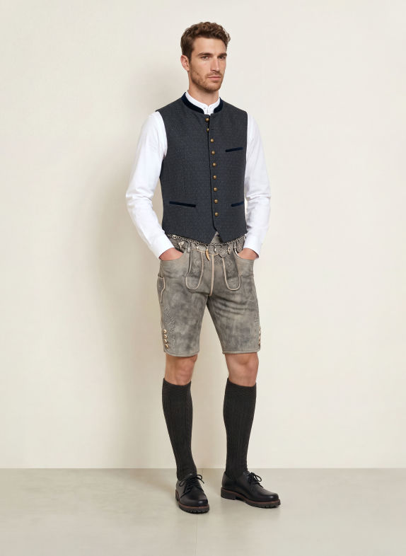 Gottseidank Traditioneel gilet KONSTANTIN van linnen DONKERBLAUW