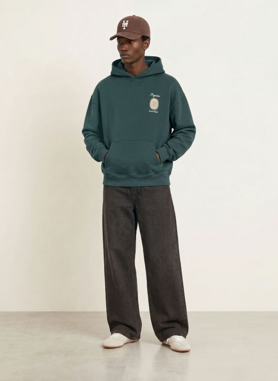 PEGADOR Oversized-Hoodie CASOLI DUNKELGRÜN / CREME